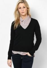 United Colors Of Benetton Black Basic V Neck Sweater women