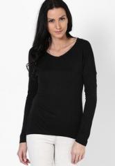 United Colors Of Benetton Black F/Slv Basic V Neck Top women