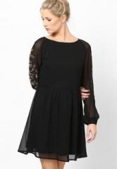 United Colors Of Benetton Black Long Sleeve Dress women