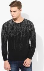 United Colors Of Benetton Black Printed Round Neck Sweater men