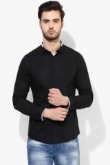 United Colors Of Benetton Black Solid Regular Fit Casual Shirt men