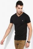 United Colors Of Benetton Black Solid Regular Fit V Neck T Shirt men