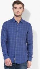 United Colors Of Benetton Blue Checked Slim Fit Casual Shirt men