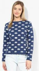 United Colors Of Benetton Blue Printed Sweatshirt women