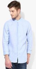 United Colors Of Benetton Blue Solid Mandrain Casual Shirt men