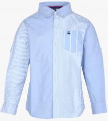 United Colors Of Benetton Blue Striped Regular Fit Casual Shirts boys