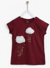 United Colors Of Benetton Burgundy Printed Top girls