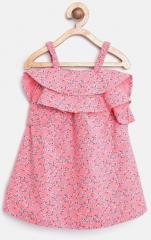 United Colors of Benetton Girls Pink Floral Print A Line Dress