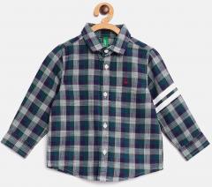 United Colors Of Benetton Green Checked Regular Fit Casual Shirt boys