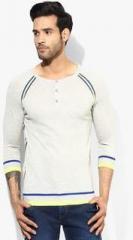 United Colors Of Benetton Grey Melange Henley T Shirt men