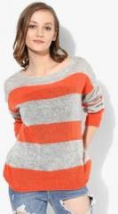 United Colors Of Benetton Grey Striped Sweater women