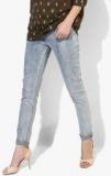 United Colors Of Benetton Light Blue Washed Mid Rise Slim Fit Jeans women