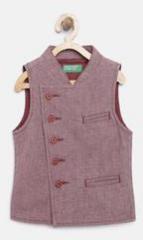 United Colors Of Benetton Maroon Self Pattern Winter Jacket boys