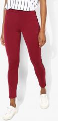 United Colors Of Benetton Maroon Solid Leggings women