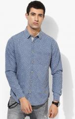 United Colors Of Benetton Navy Blue Checked Regular Fit Casual Shirt men