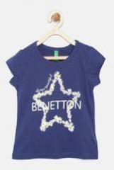 United Colors Of Benetton Navy Blue Printed Polo T Shirt girls