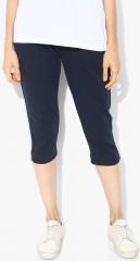 United Colors Of Benetton Navy Blue Solid Capri women