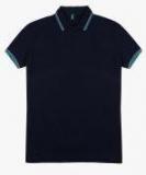 United Colors Of Benetton Navy Blue Solid Polo Collar T Shirt Men