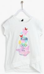 United Colors Of Benetton Off White Printed A Line Top girls