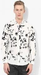 United Colors Of Benetton Off White Printed Slim Fit Casual Shirt men