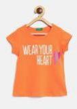 United Colors Of Benetton Orange Printed Round Neck T Shirt Girls