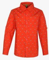 United Colors Of Benetton Orange Regular Fit Casual Shirt boys