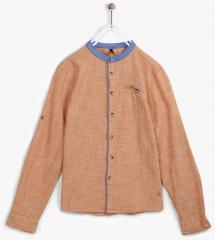 United Colors Of Benetton Orange Self Design Casual Shirt boys