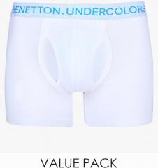 United Colors Of Benetton Pack Of 2 White Solid Trunks men