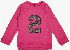 United Colors Of Benetton Pink Self Design Sweatshirt girls