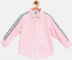 United Colors Of Benetton Pink Solid Regular Fit Casual Shirt boys