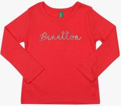 United Colors Of Benetton Red Printed Regular Fit Polo T Shirt girls