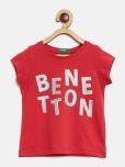 United Colors Of Benetton Red Printed Round Neck T Shirt Girls