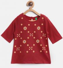 United Colors Of Benetton Red Printed Top girls