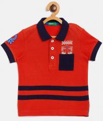 United Colors Of Benetton Red Solid Polo Collar T Shirt boys