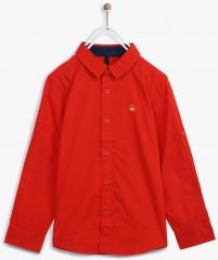 United Colors Of Benetton Red Solid Regular Fit Casual Shirt boys