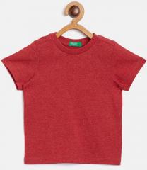 United Colors Of Benetton Red Solid Round Neck T Shirt boys