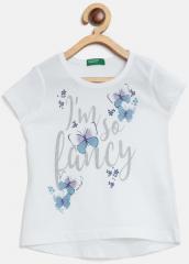 United Colors Of Benetton White Printed Top girls