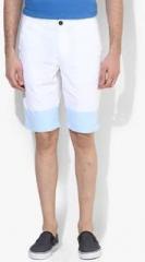 United Colors Of Benetton White Solid Block Print Shorts men