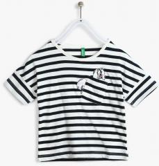 United Colors Of Benetton White Striped Casual Top girls