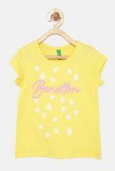 United Colors Of Benetton Yellow Printed Polo T Shirt girls