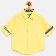 United Colors Of Benetton Yellow Regular Fit Solid Casual Shirt boys