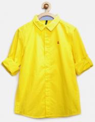 United Colors Of Benetton Yellow Solid Regular Fit Casual Shirt boys