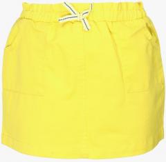 United Colors Of Benetton Yellow Solid Straight Knee Length Skirt girls