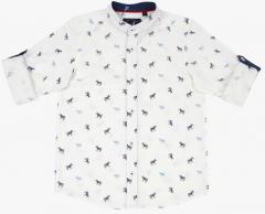 Urban Scottish Off White Regular Fit Printed Casual Shirt boys