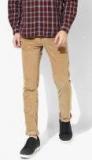 V Dot Beige Solid Mid Rise Chinos Men