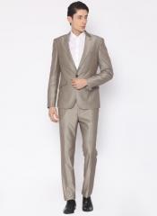 V Dot Khaki Regular Fit Single Breasted Party Suit men