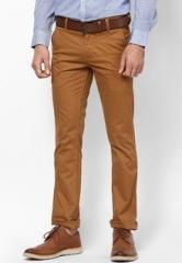 V Dot Khaki Slim Fit Casual Trouser men