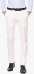 V Dot White Solid Slim Fit Formal Trouser men