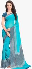 Vaamsi Aqua Blue Printed Saree women