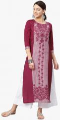 Vaamsi Maroon Printed Straight Kurta women